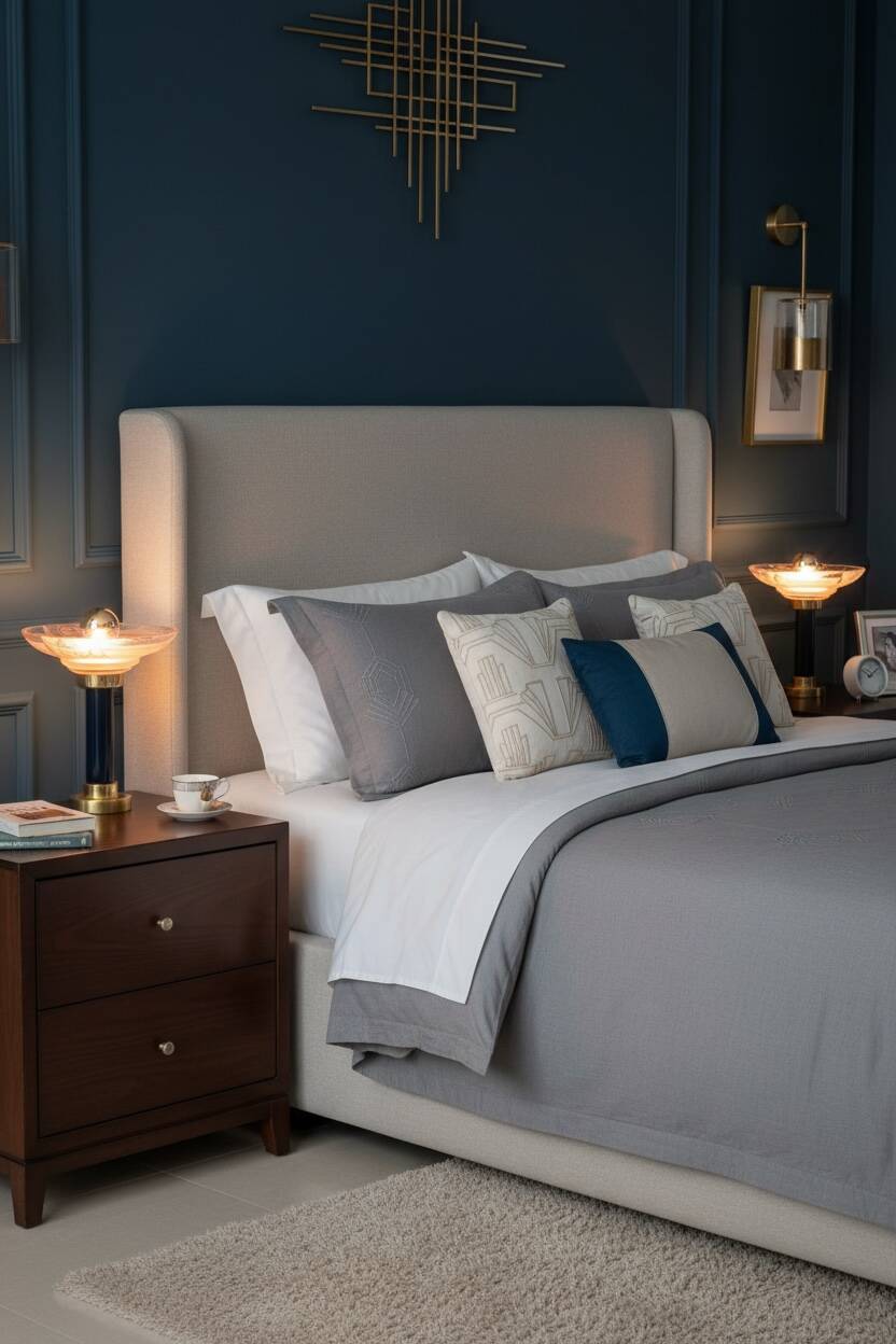 Art Deco bedside lamp with signed Muller glass.