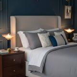 Art Deco bedside lamp with signed Muller glass.