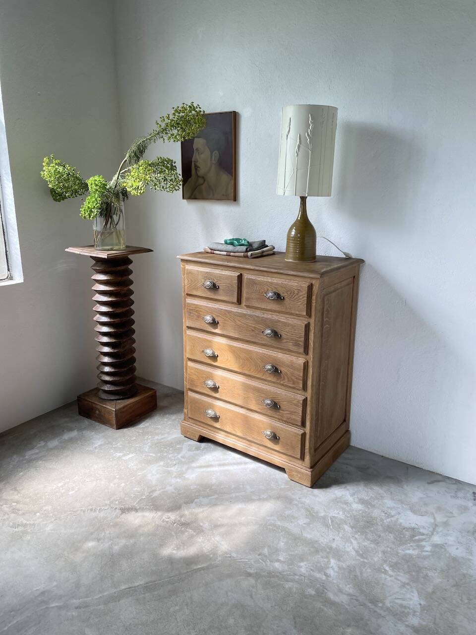 1950 oak chiffonier chest of drawers