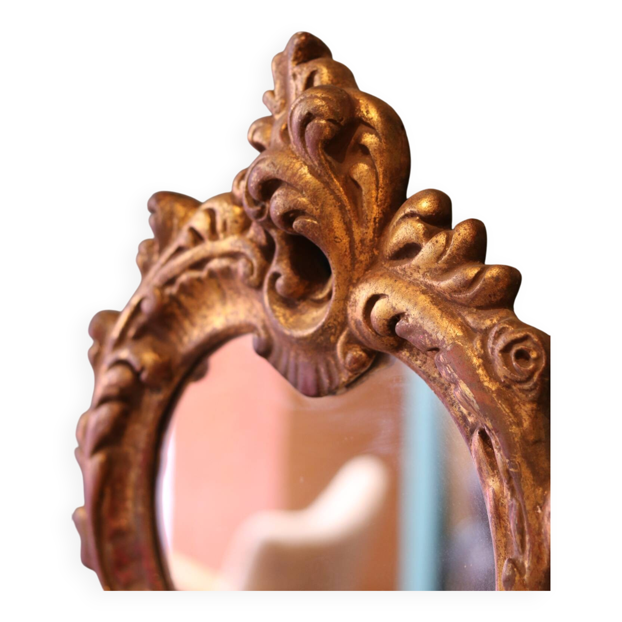 Gilded plaster wall mirror, Rococo style, mid-20th century