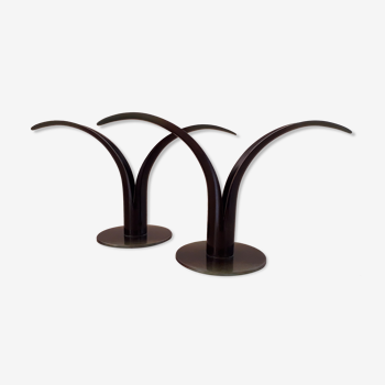 Pair of candle holders "Lily by Ivar Alenius BJORK (1905-1978) for YSTAD BRONS, Suede 1939