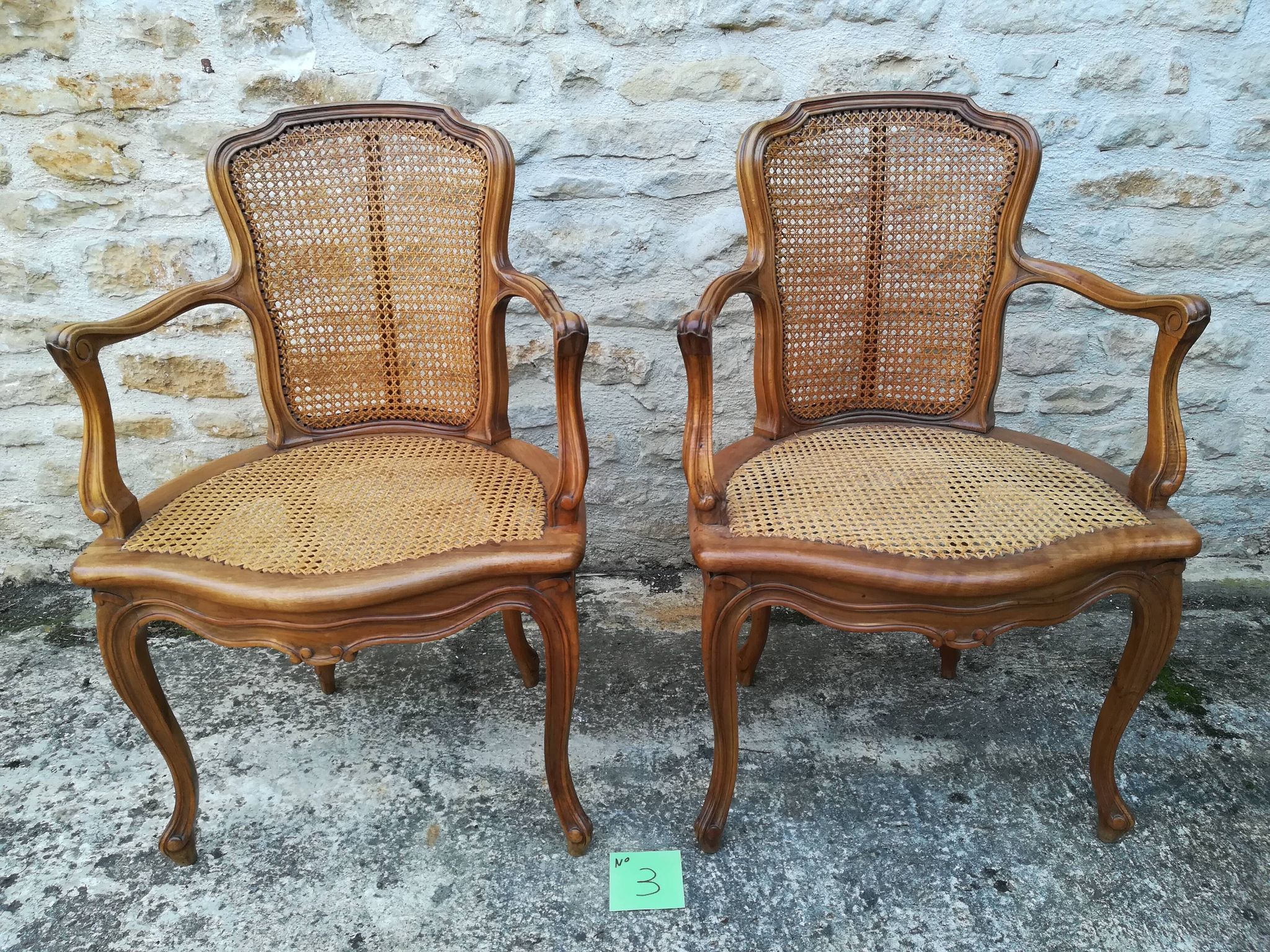 Caned armchairs in Louis XV style