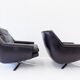 ESA model 802 pair of black leather lounge chairs by Werner Langenfeld