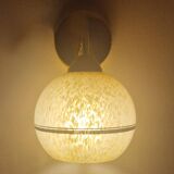 Art Deco wall light pink ball in Clichy glass with silver edging