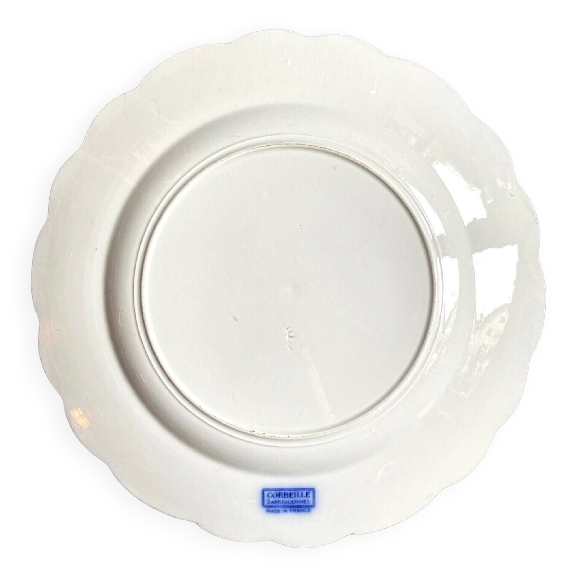 Sarreguemines round dish in blue earthenware, "Basket" service