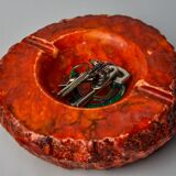 Red alabaster ashtray by Romano Bianchi, Italy, 1970