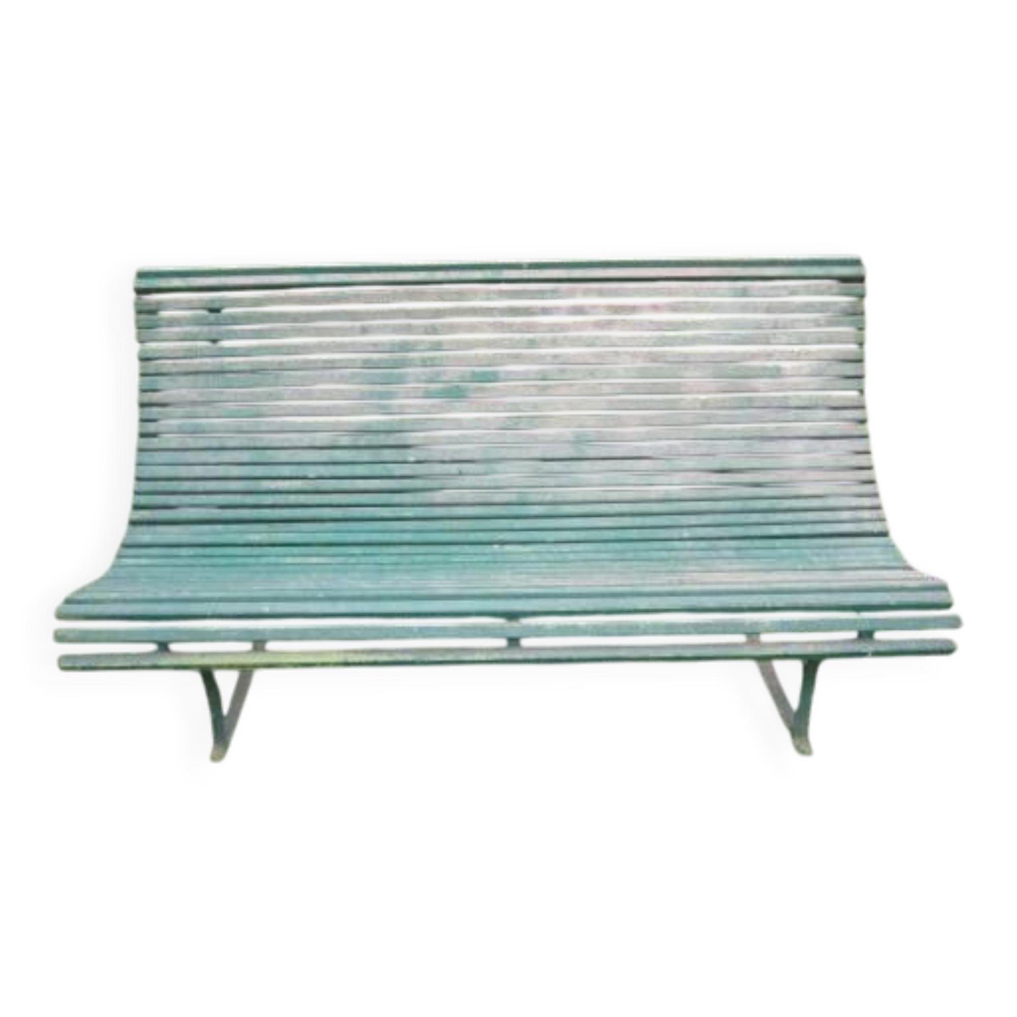 Old metal garden bench with wooden slats