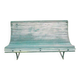 Old metal garden bench with wooden slats