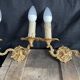 Pair of antique wall lamps in gilded metal - two lights - early XXth