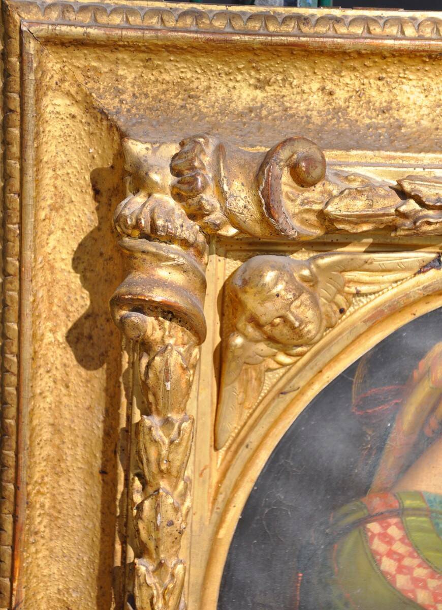 Raphael: "Mother and Child". 19th-century copy, beautiful gilt frame