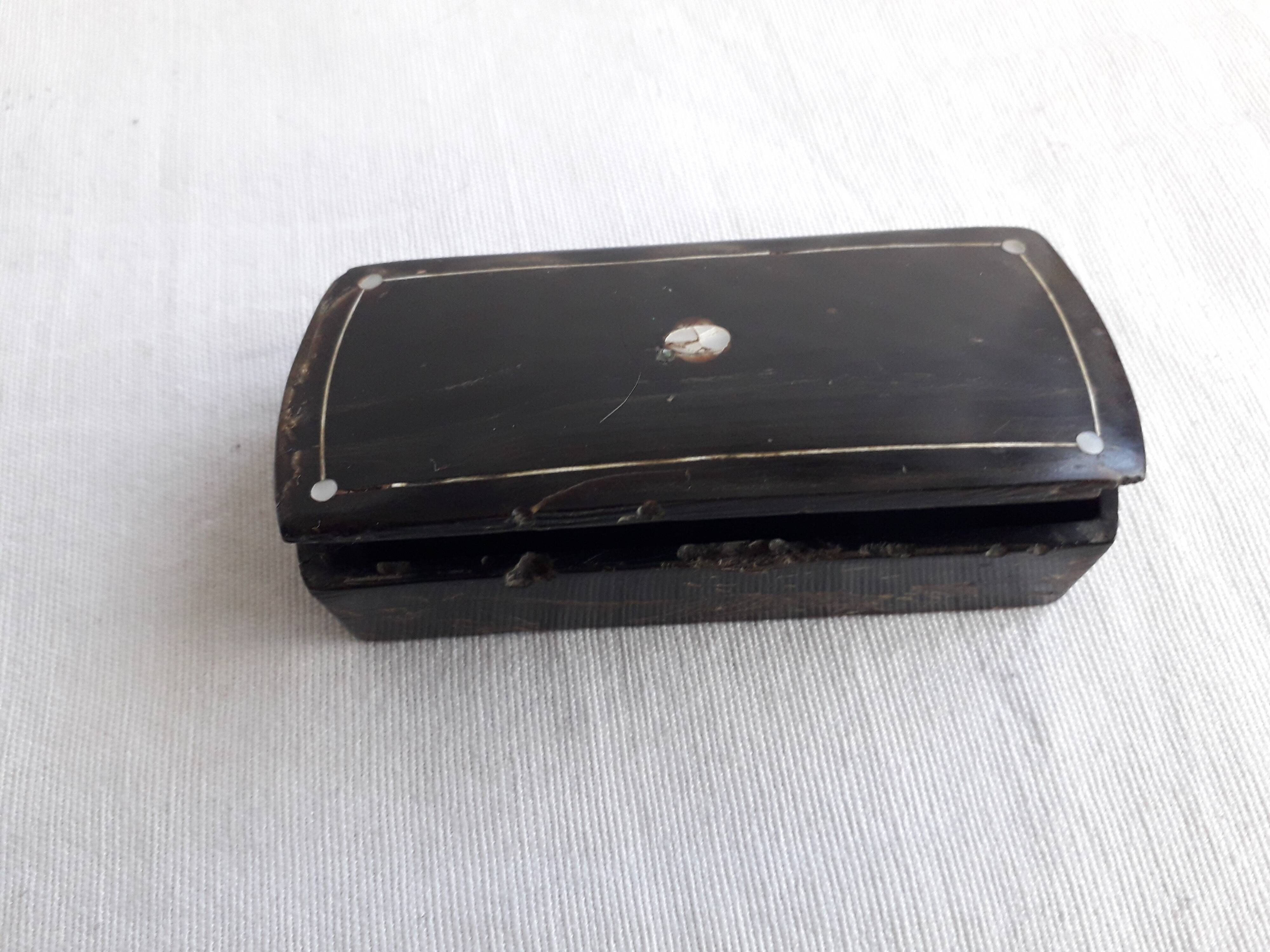 Old Napoleon III style snuffbox in blackened wood