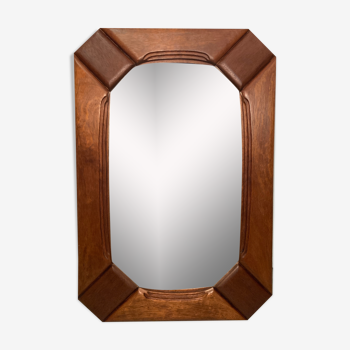 Dutch modernist art deco solid oak mirror, 1930/1950s