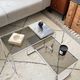 Set of 2 vintage nesting coffee tables in chrome metal and smoked glass.