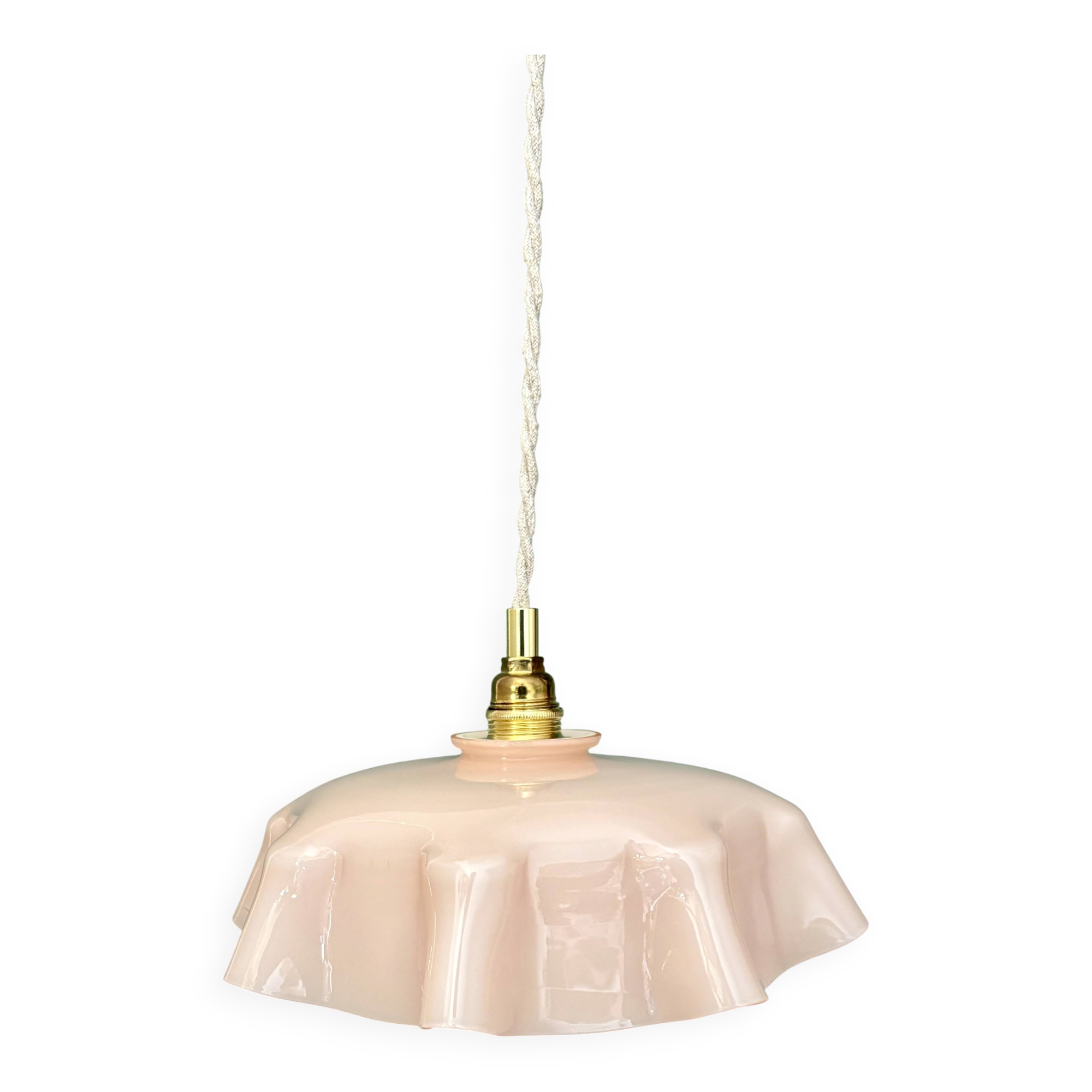 Vintage pink opaline pendant light