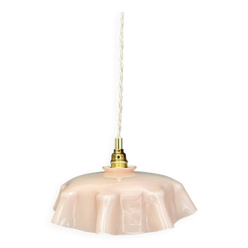 Suspension abat-jour vintage en opaline rose