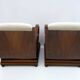 Pair of Art Dèco Italian Walnut and Velvet Armchairs and Two Ottomans, 1920