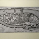 Historical map of the island of the city in Paris in 1754