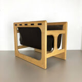Danish oak wood magazine rack design made by Salin Møbler, 1970s