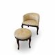 An antique Italian bar chair and a matching tufted vanity stool.