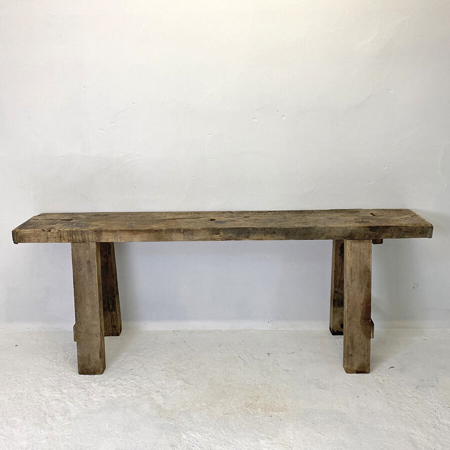 Old solid oak brut workbench