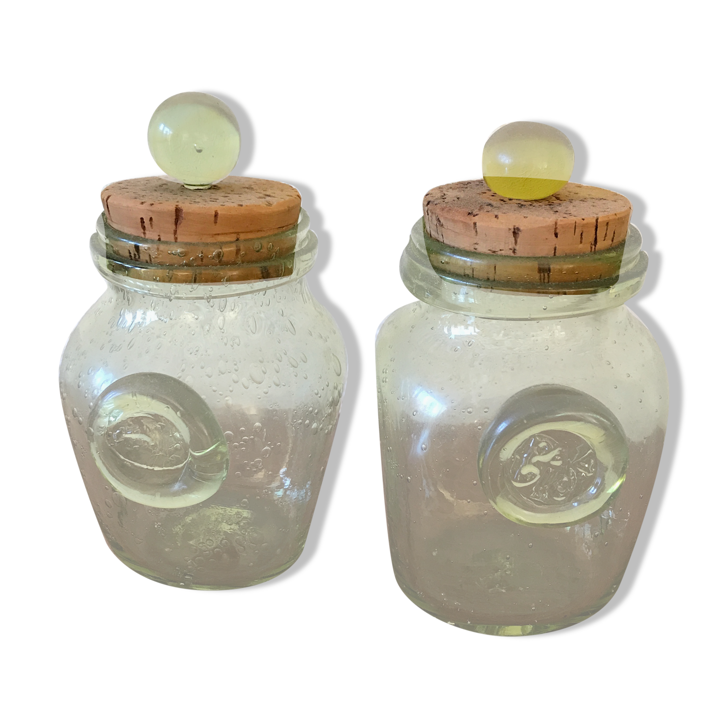 Set of 2 Biot jars with cork stoppers