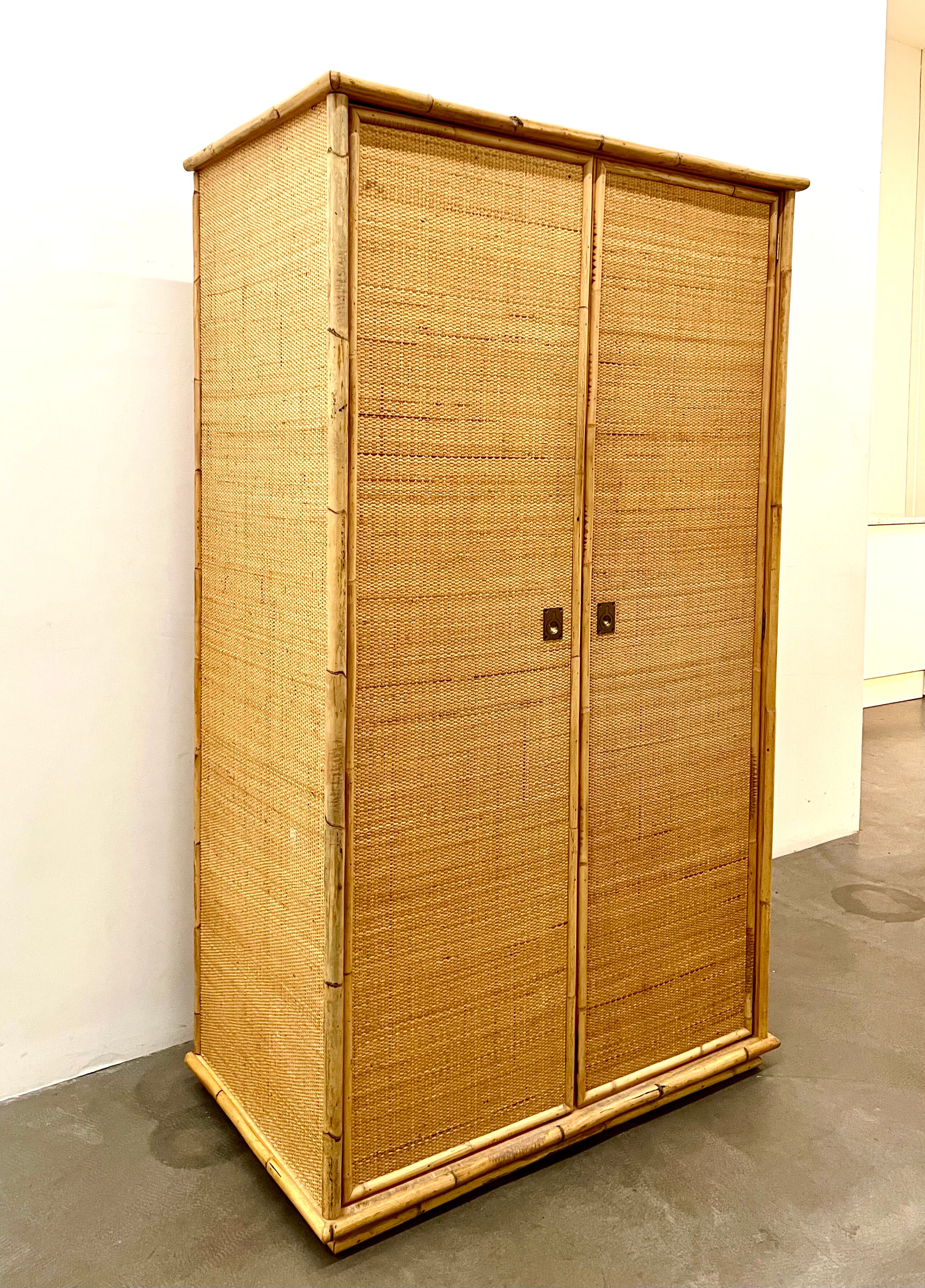 Vintage rattan cabinet Dal Vera Italy 1970