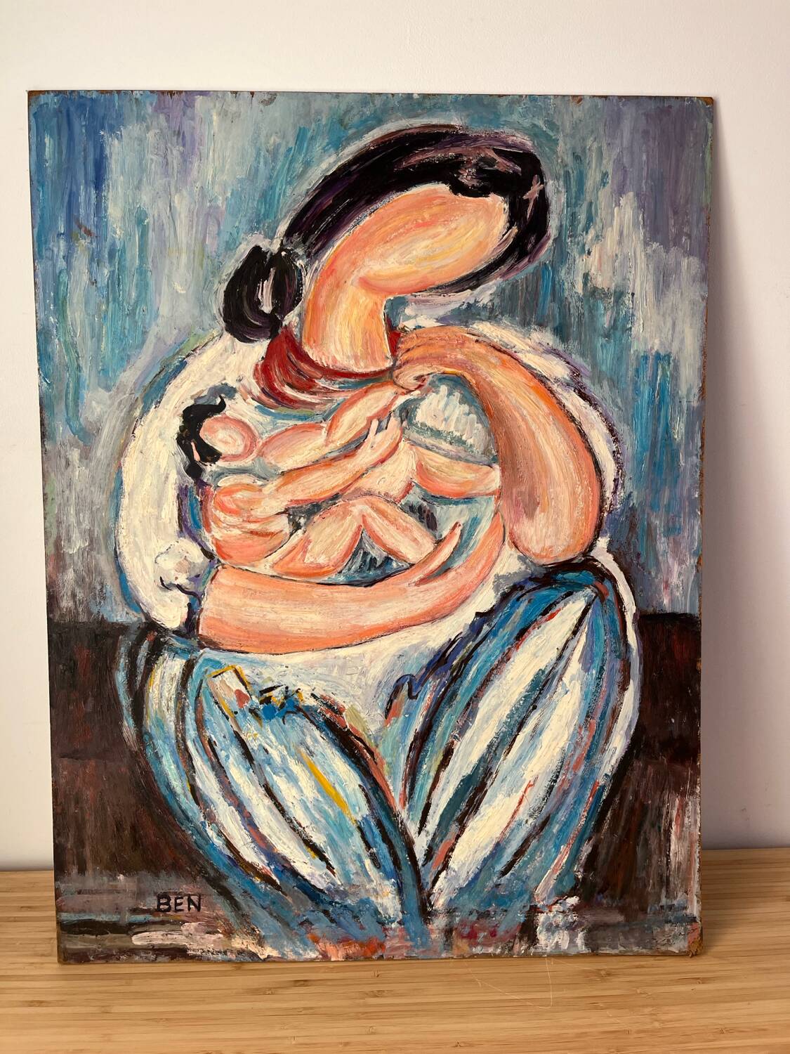 Maternity, oil on panel signed BEN