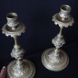 Superb pair of candlesticks with gilded bronze rams Louis XVI style late 19th century