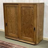 1930s English fir sideboard with sliding doors