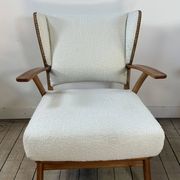 Fauteuils (la paire) bois et tissus bouclés 1950'S