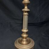 Pair of large 19th-century guilloché brass candlesticks - Louis XVI / Napoleon