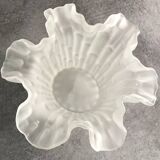 Vintage vase in frosted italian glass tulip shape with ruffled edge