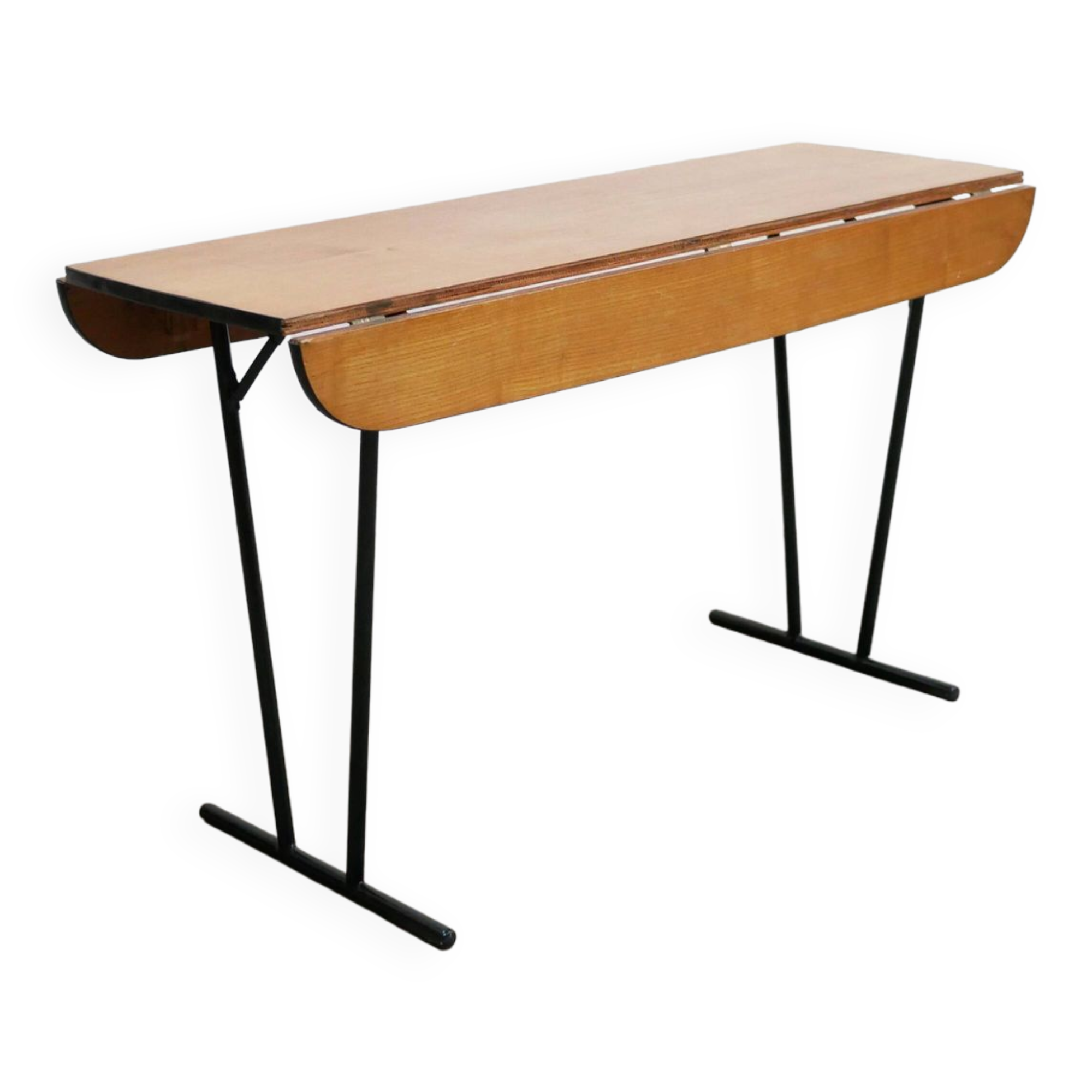 Table pliante vintage en bois et métal