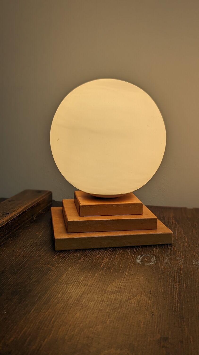 Paire de lampes géométrique/bois/vintage