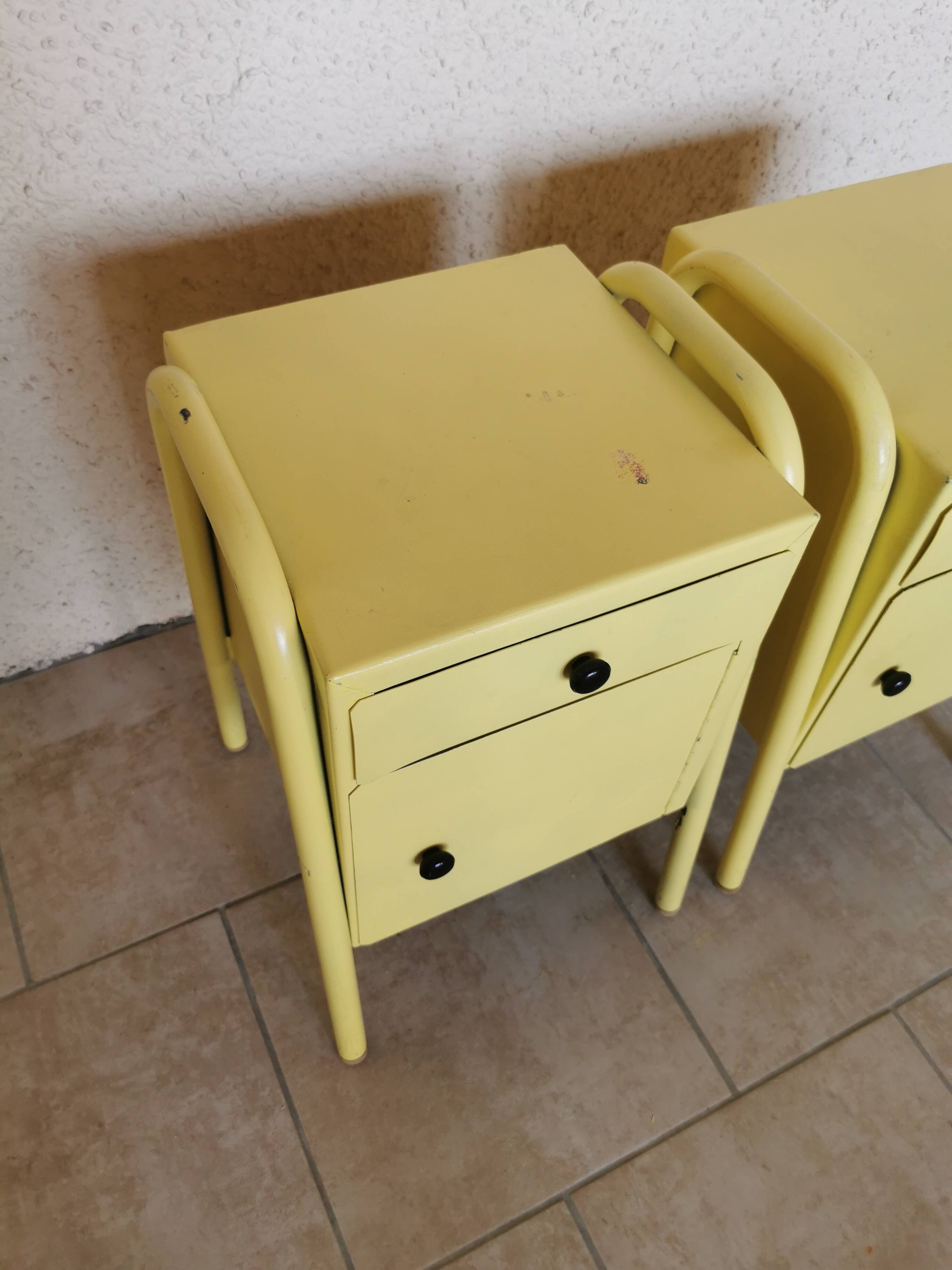 Pair of boarding school bedside tables