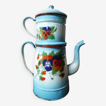 Old enamel coffee pot “flower decor”