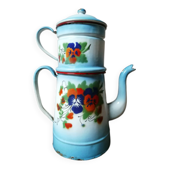 Old enamel coffee pot “flower decor”