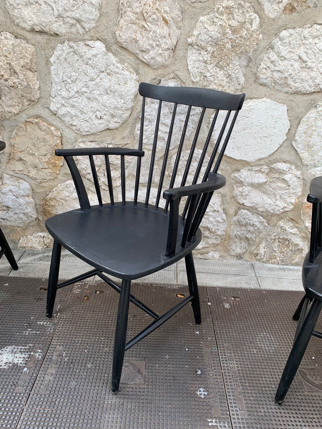 Set of 4 black Sven Erik Fryklund HagaFors armchairs