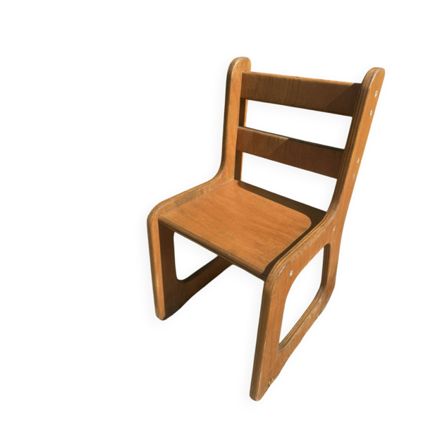 Chaise enfant traîneau vintage en bois – Design années 60/70 Mobilier
