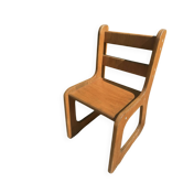Chaise enfant traîneau vintage en bois – Design années 60/70 Mobilier