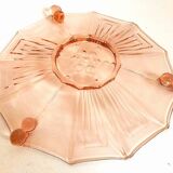 Art Deco pressed molded pink glass fruit bowl Diameter 30 cm.