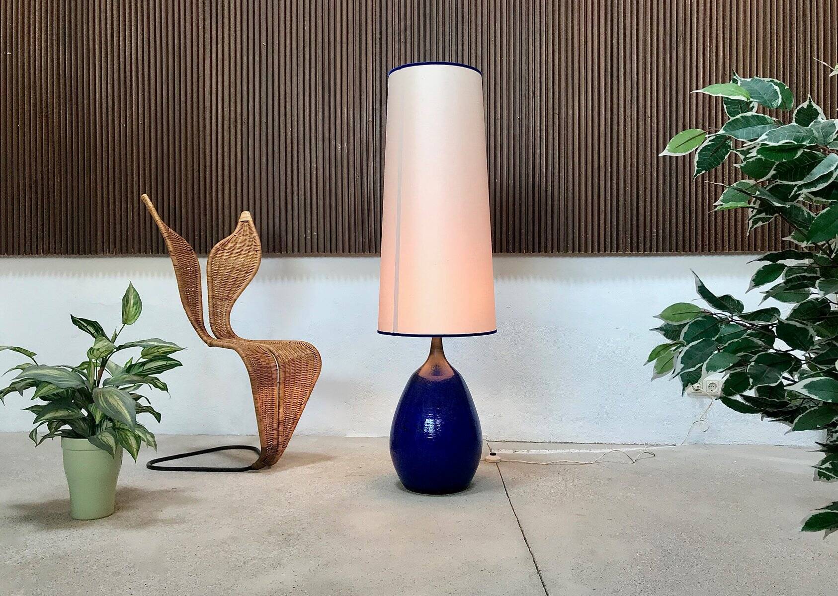 Large glazed ceramic art table lamp from Krösselbach, West-Germany, 1960s