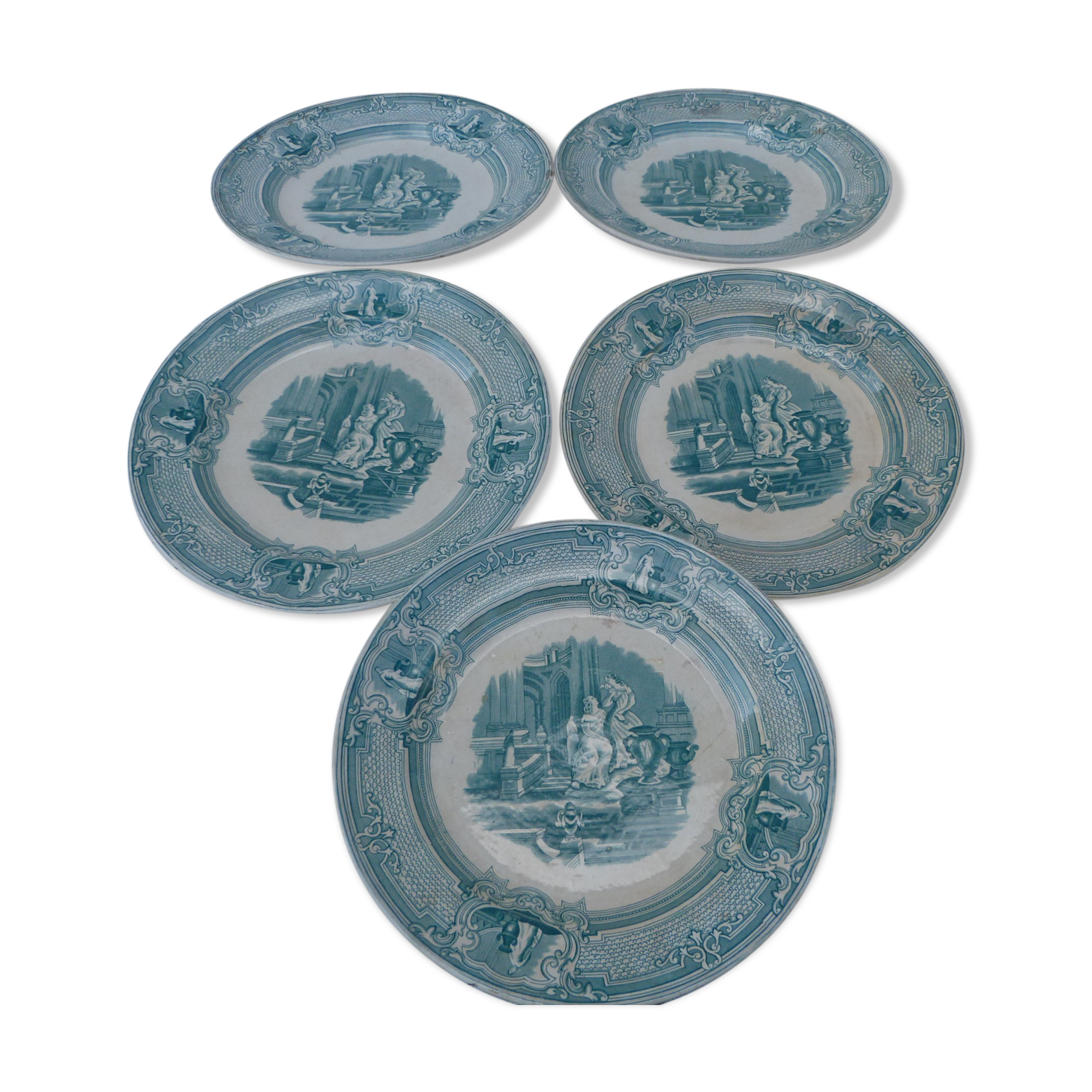 Set of 5 plates 1800 english ceramic Primavesi - its Cardiff and Swansea