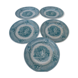 Set of 5 plates 1800 english ceramic Primavesi - its Cardiff and Swansea