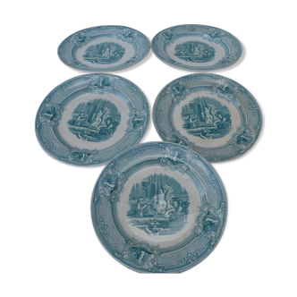 Set of 5 plates 1800 english ceramic Primavesi - its Cardiff and Swansea