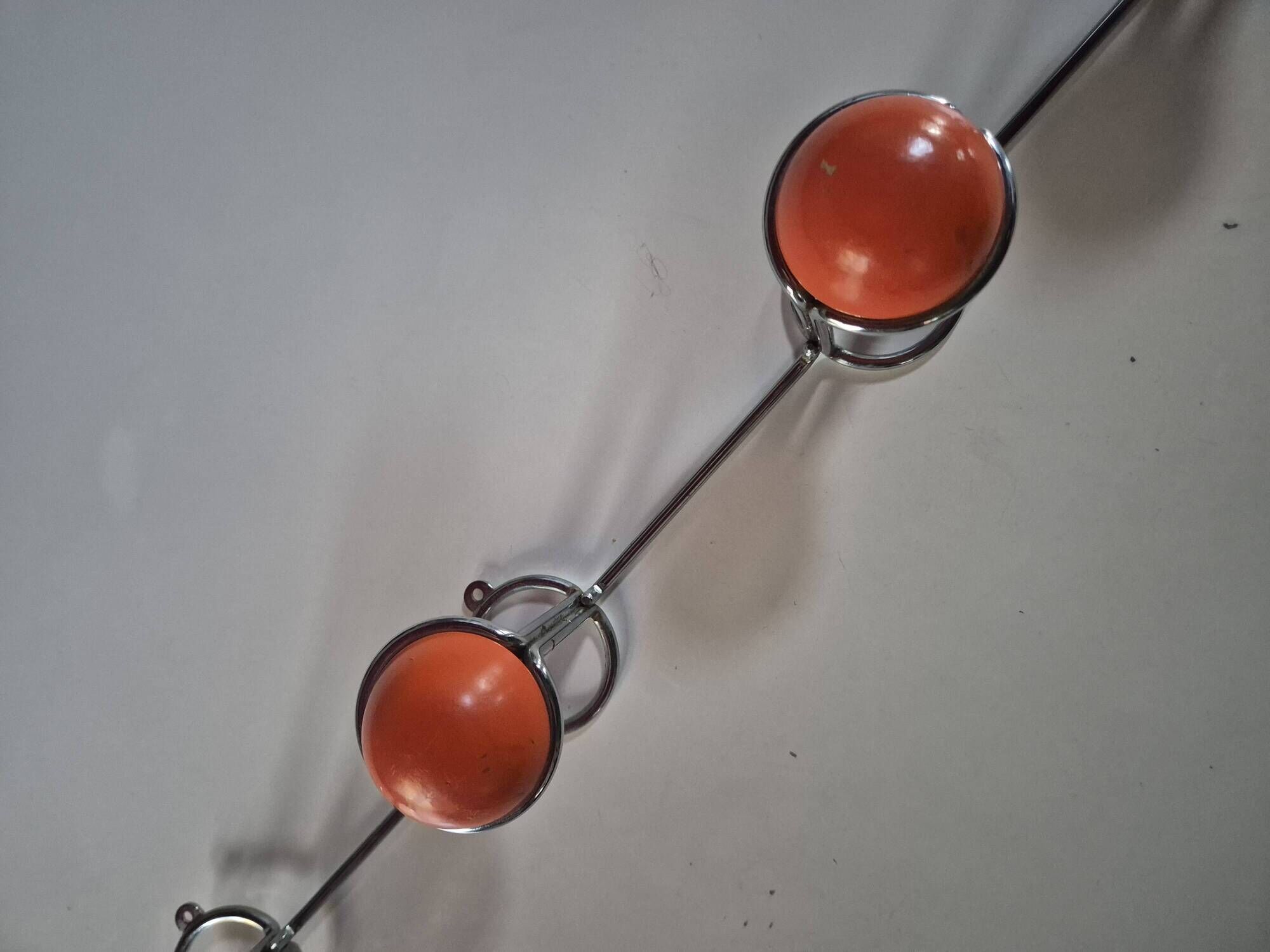 vintage metal coat rack with orange ball 1970s