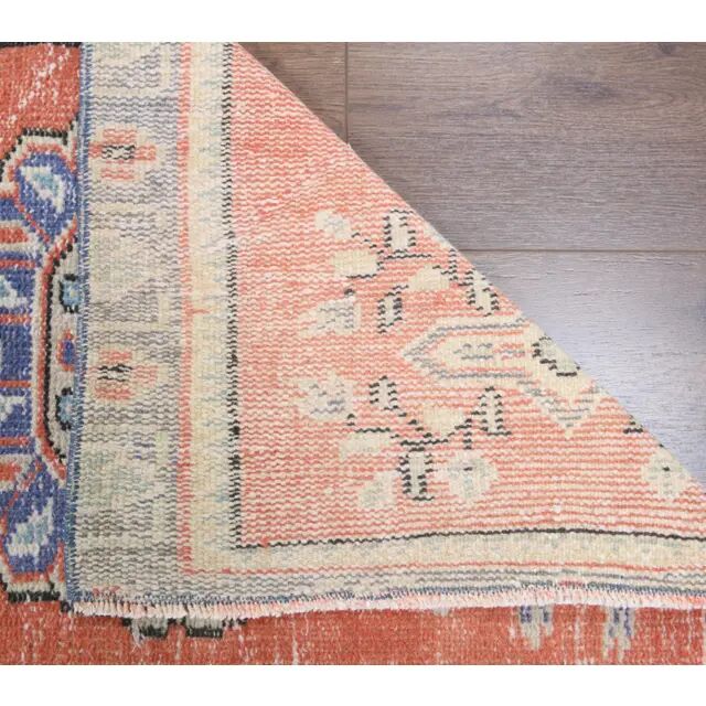 Vintage Turkish handmade wool cotton red runner 65x315