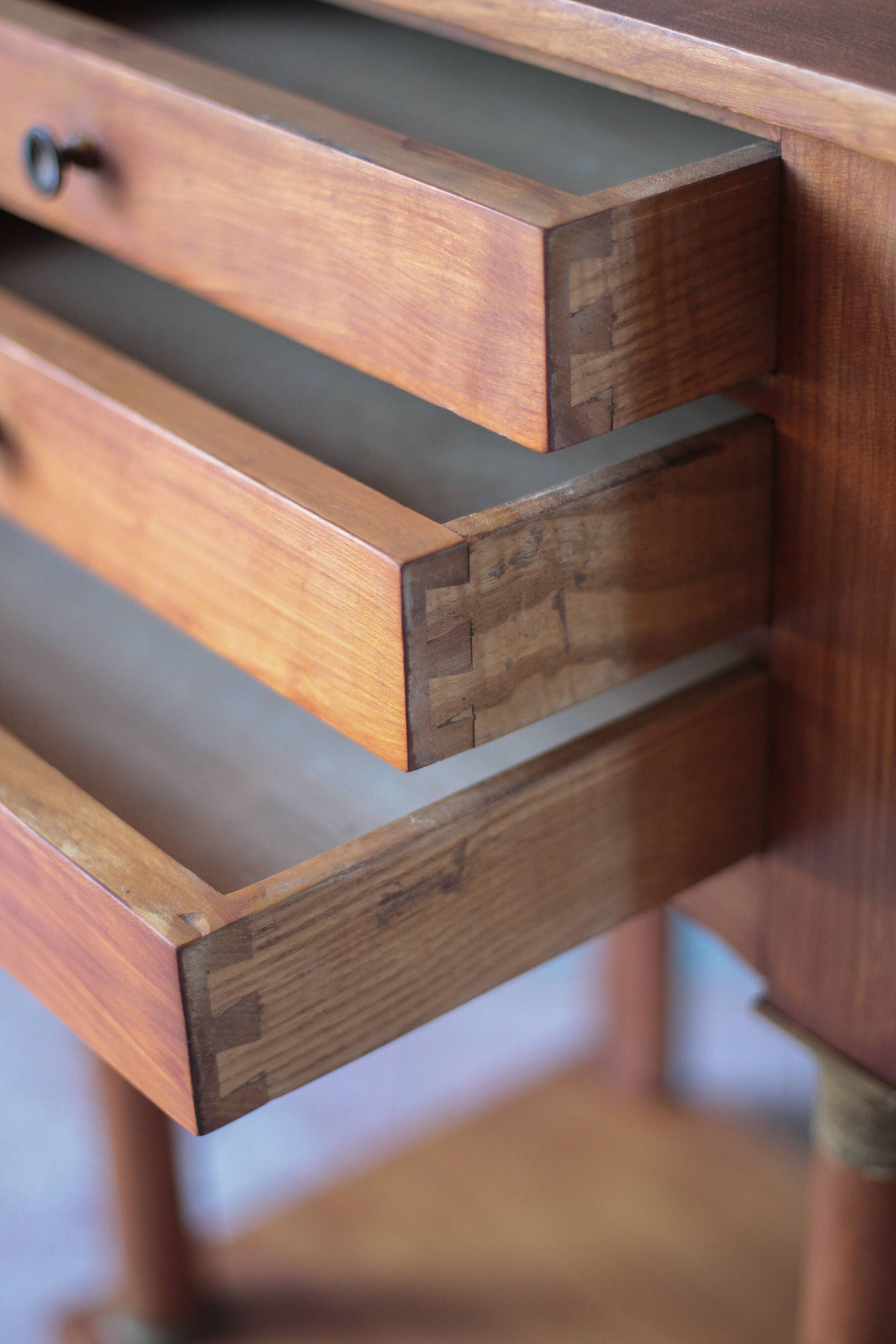 Bedside table or console in Empire style, drawer unit, end table.