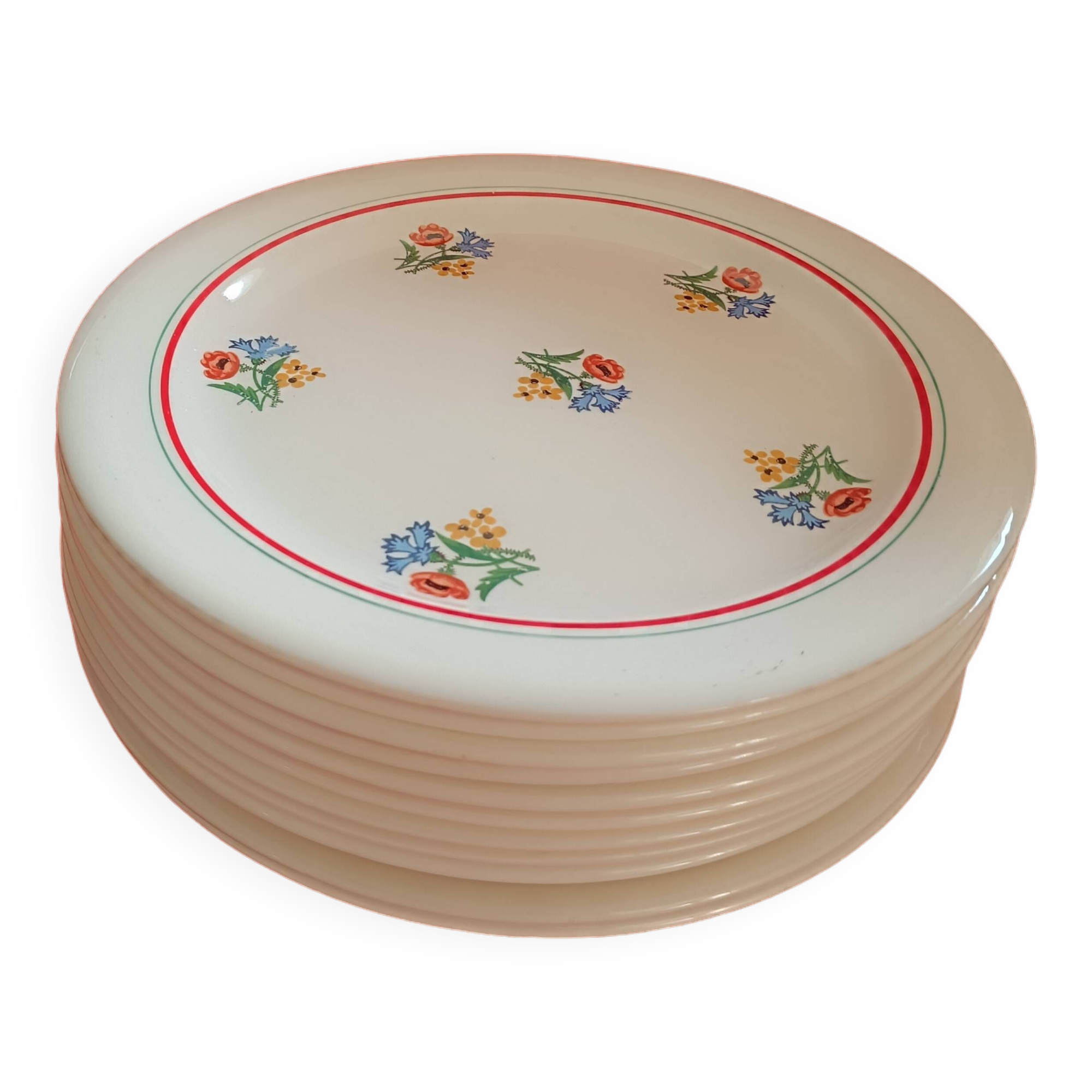 11 Gien dessert plates.