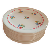 11 Gien dessert plates.